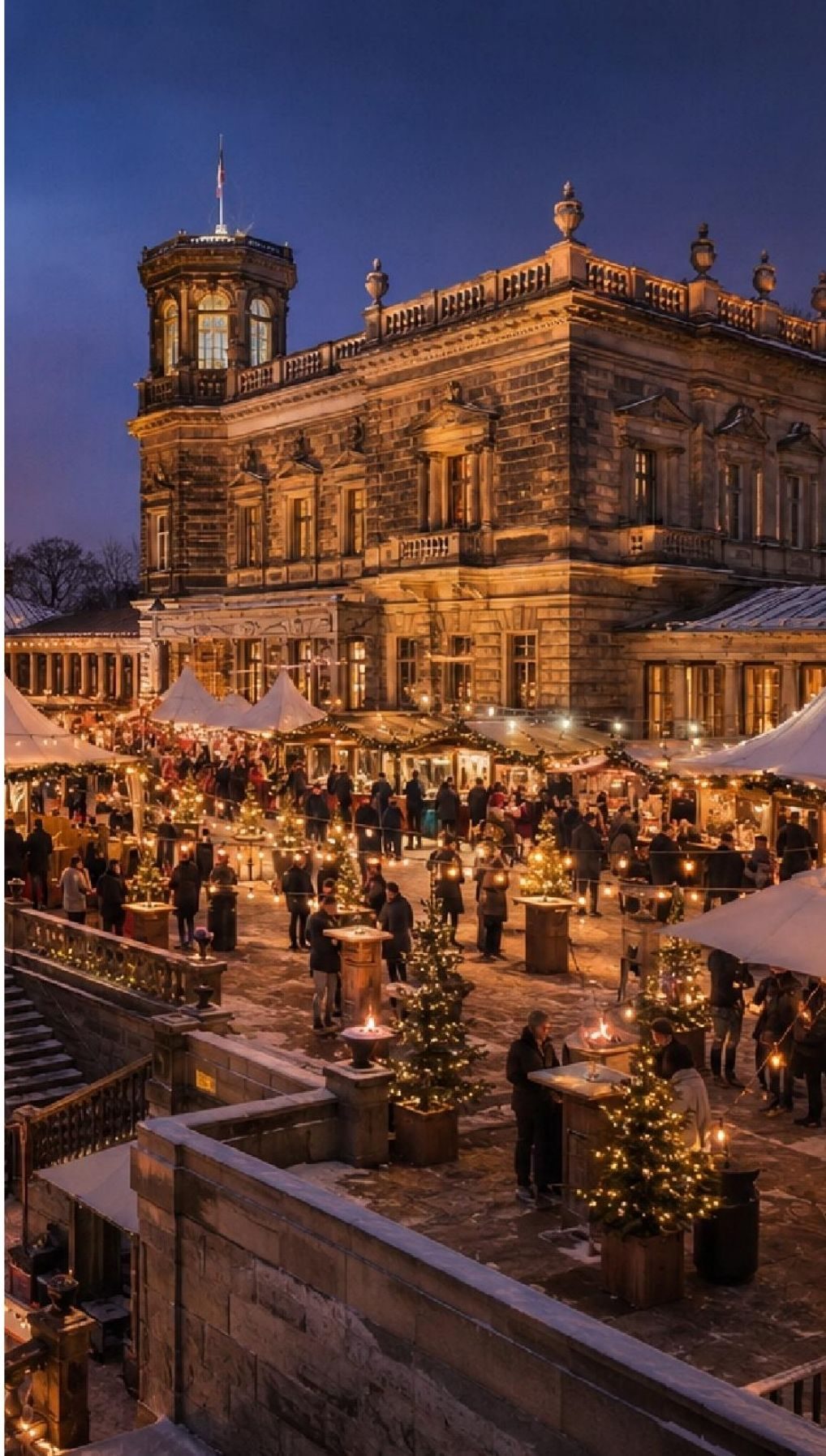 Das Lingnerschloss an einem Winterabend
