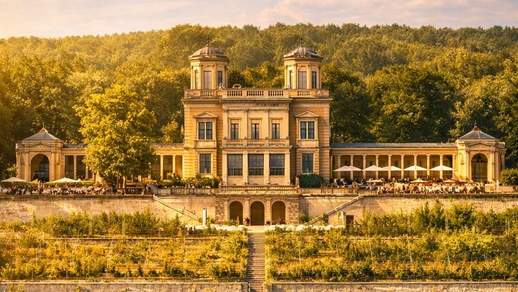 Das Lingnerschloss Dresden über dem Elbtal
